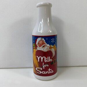Vintage "Milk For Santa" Ceramic Bottle With Snowflakes Design